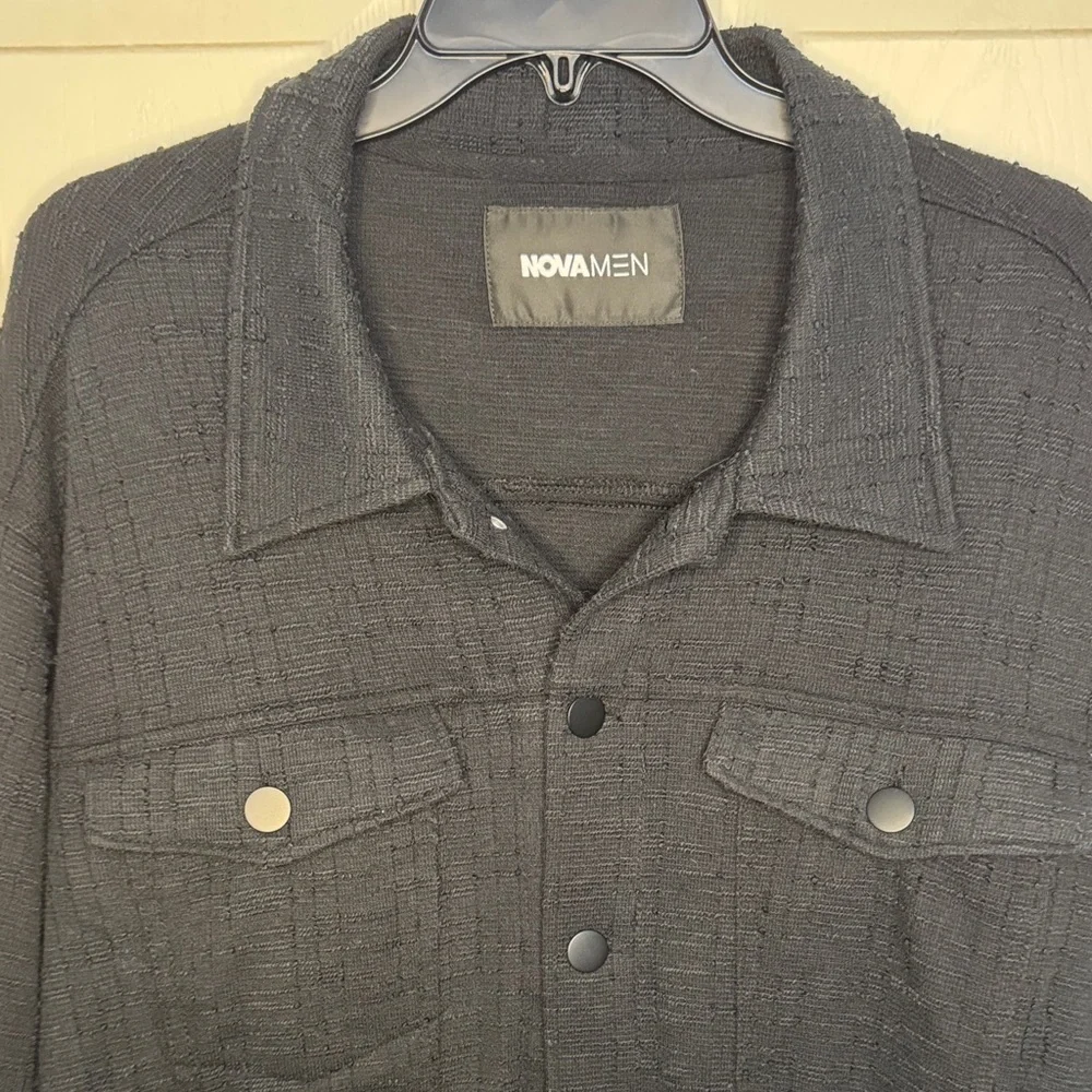 Fashion Nova Men's Black Textured Shirt Jacket